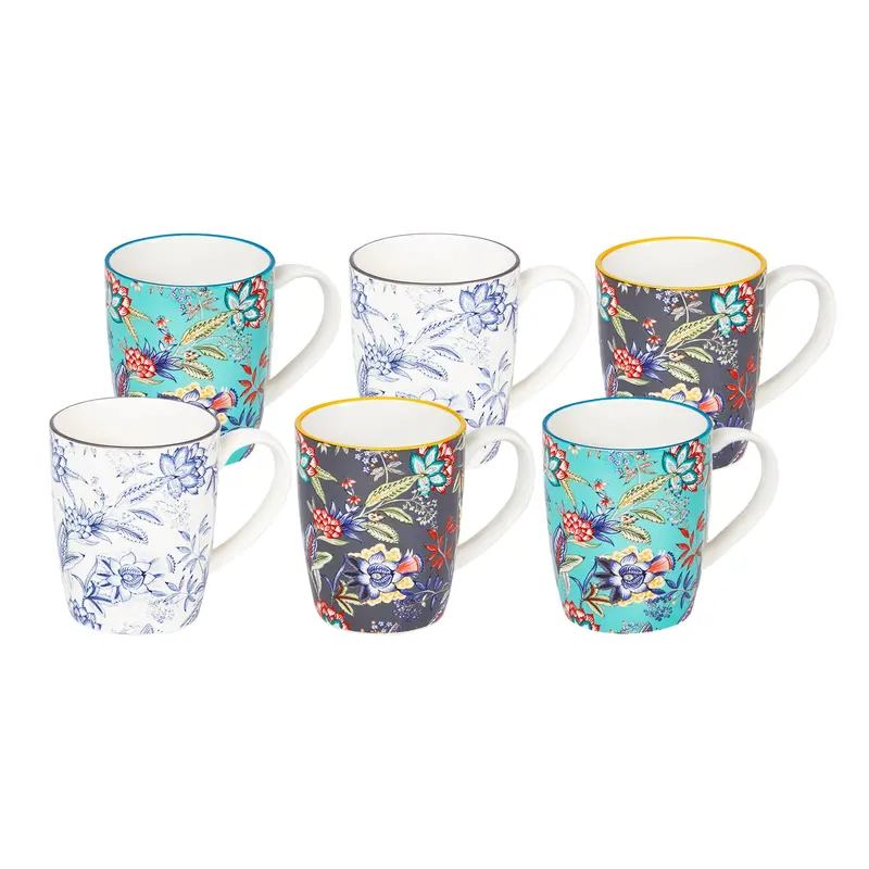 6-Piece Floral Chintz Porcelain Mug Set – 300Ml Vintage-Inspired Ceramic Design 1