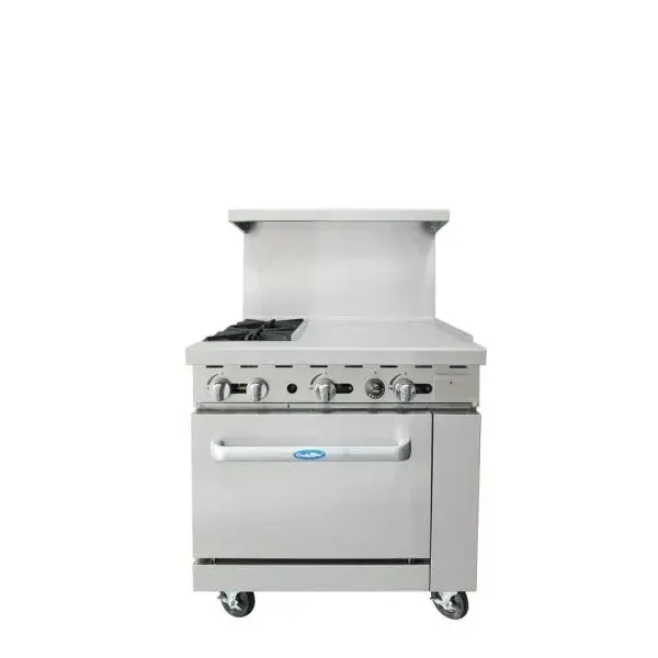 Atosa Agr-2B24Gr-Ng Cook Rite 36-Inch Range — Two Burners + 24-Inch Right-Hand Griddle, Natural Gas 1