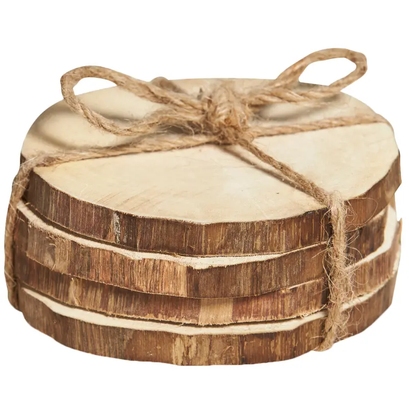 Bleached Semarang Wood Coasters – Set Of 4 Natural Finish 1