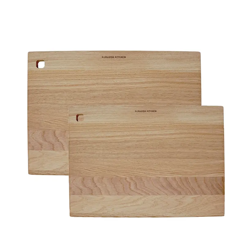 Borough Kitchen Solid Oak Chopping Board Duo – Pair Of Natural Wood Boards 1