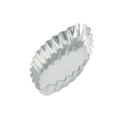 Browne 4-2/3" Fluted Boat-Shaped Tartelette Pan For Mini Pastries 1