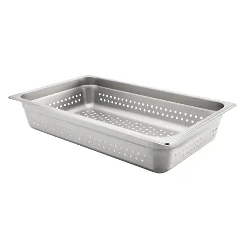 Browne 4-Inch Deep Full-Size Perforated Steam Pan – Medium Weight Stainless Steel 1