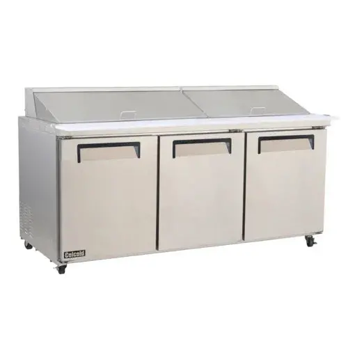 Celcold Cmt7230 Mega Top Prep Table – 72" Wide, 36 Cu Ft, Triple Self-Closing Locks 1