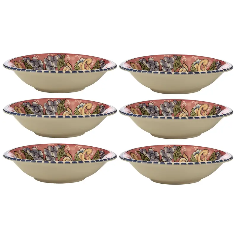 Ceramica Salerno Grapes Pasta Bowls – 21Cm, Set Of 6 Handcrafted Ceramic Serveware 1