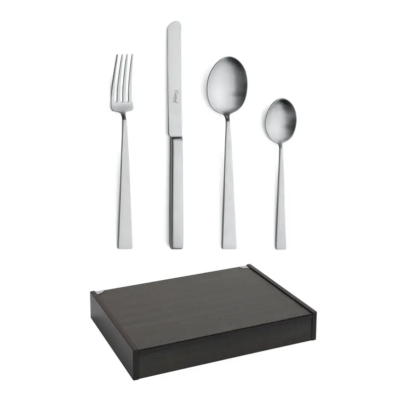 Cutipol Bauhaus 24-Piece Cutlery Set – Brushed Stainless Steel Flatware With Storage Canteen 1