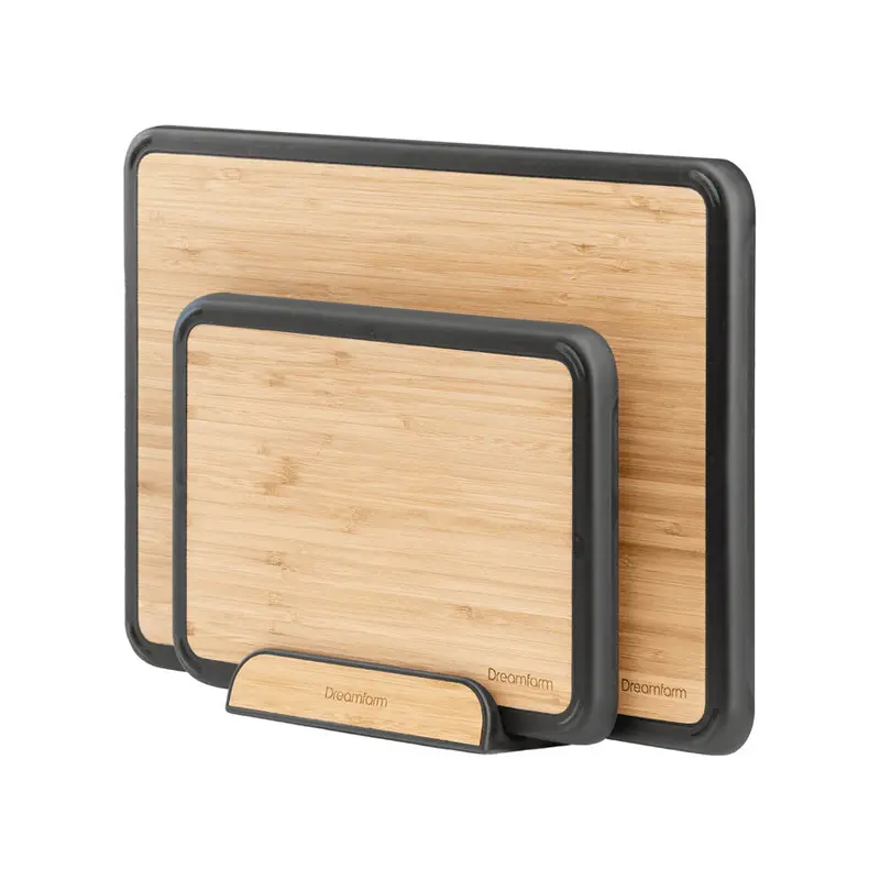Fledge Bamboo Chopping Boards With Stand – 3-Piece Organized Kitchen Set 1