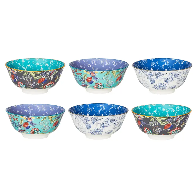 Floral Chintz Porcelain Soup Bowls – 6-Piece 15.5Cm Set 1