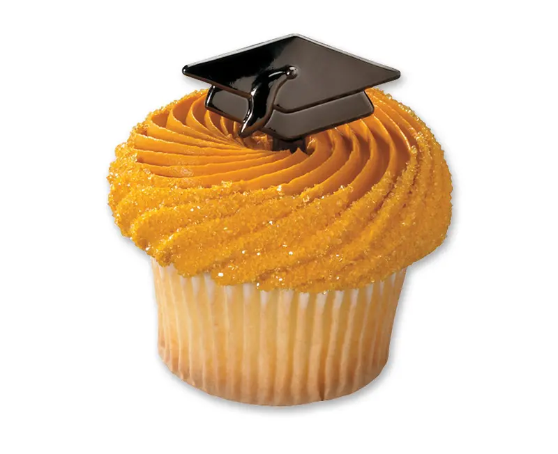Gunmetal Metallic Graduation Cap Cupcake Picks – 12 Count 1
