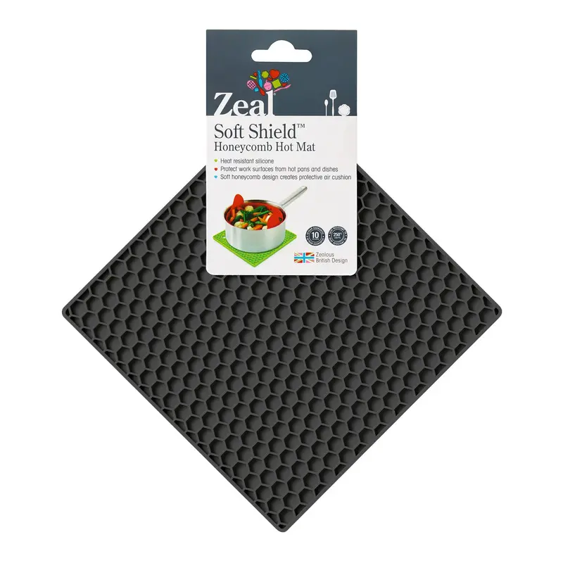 Honeycomb-Textured Silicone Trivet – Dark Grey Heat Protector 1