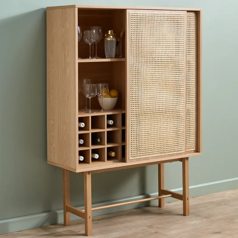 Inari Handwoven Rattan Display Cabinet For Wine & Barware 1