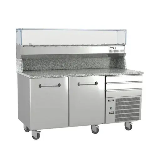 Italiana Ipt63 Two-Section Refrigerated Pizza Prep Table – 63-Inch Width, 12 Cu. Ft. Capacity, Side-Mount Condenser 1