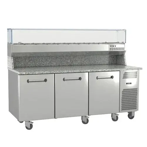 Italiana Ipt75 Three-Section Refrigerated Pizza Prep Table – 75-Inch Width, 18 Cu. Ft. Storage, Side-Mount Design 1