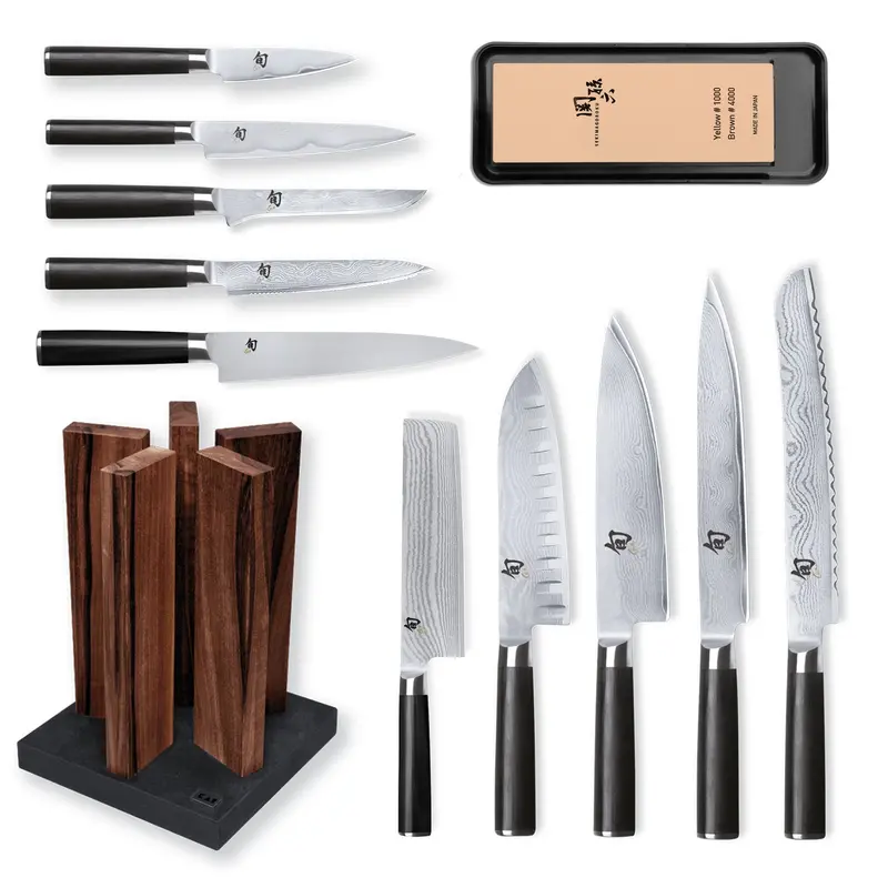 Kai Shun Classic 10-Piece Knife Set – Includes Whetstone And Walnut Wood Knife Block 1