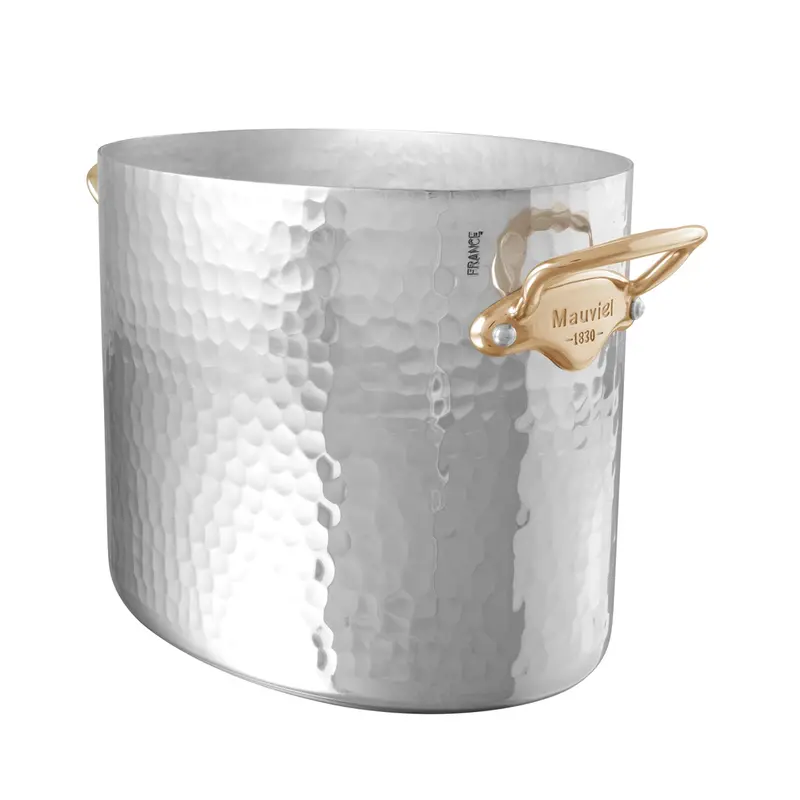 Mauviel M'30 Hammered Aluminum Champagne Bucket – 2-Bottle Capacity With Bronze Handles 1