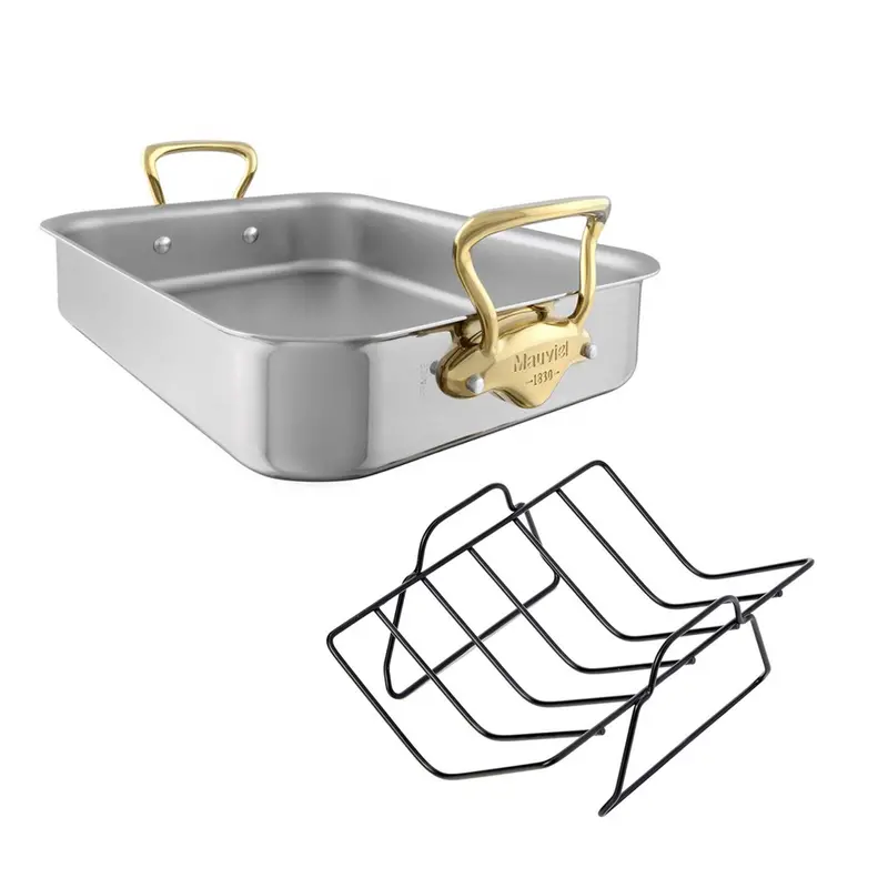 Mauviel M'Cookb Roasting Pan With Integrated Rack – Stainless Steel Build 1