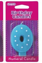 Number 0 Blue Dot Birthday Candle – 3-Inch Zero-Shaped Candle With Decorative Dots 1