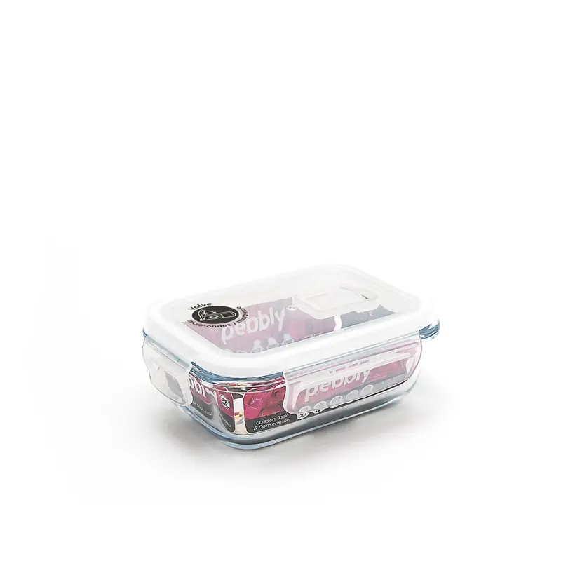 Pebbly Rectangular Glass Food Storage Container – Sleek Tempered Design 1