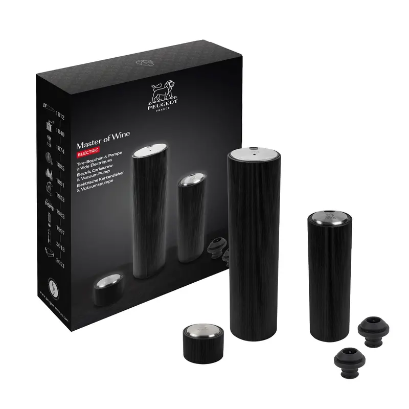 Peugeot Master Of Wine Electric Wine Opener And Vacuum Preserver – Black Edition 1