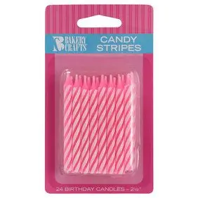 Pink And White Candy Stripe Birthday Candles – Pack Of 24 1