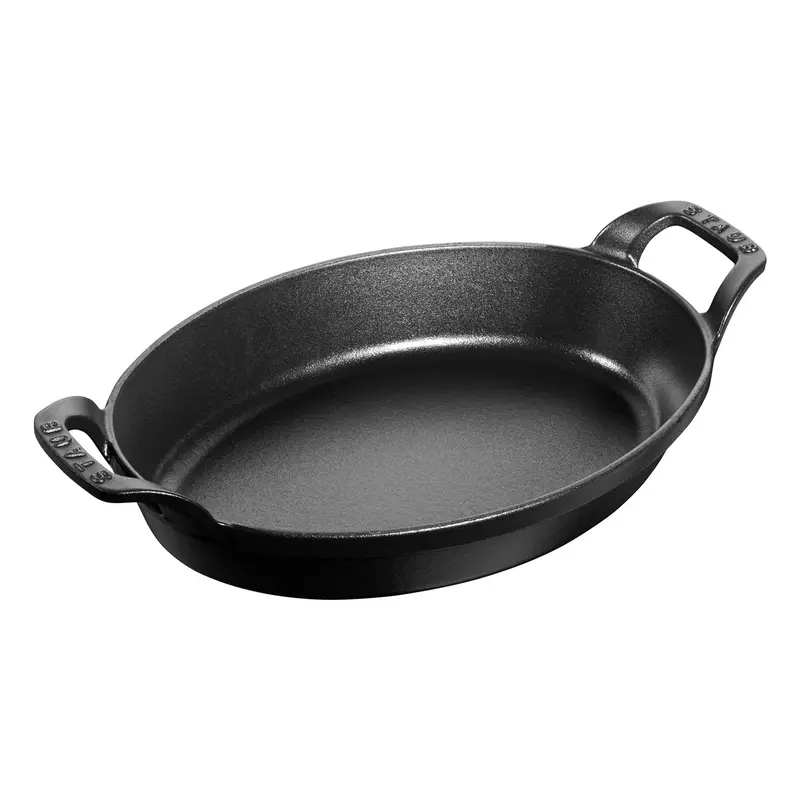 Staub Oval Roasting Dish – Black Enameled Cast Iron Baking And Roasting Pan 1