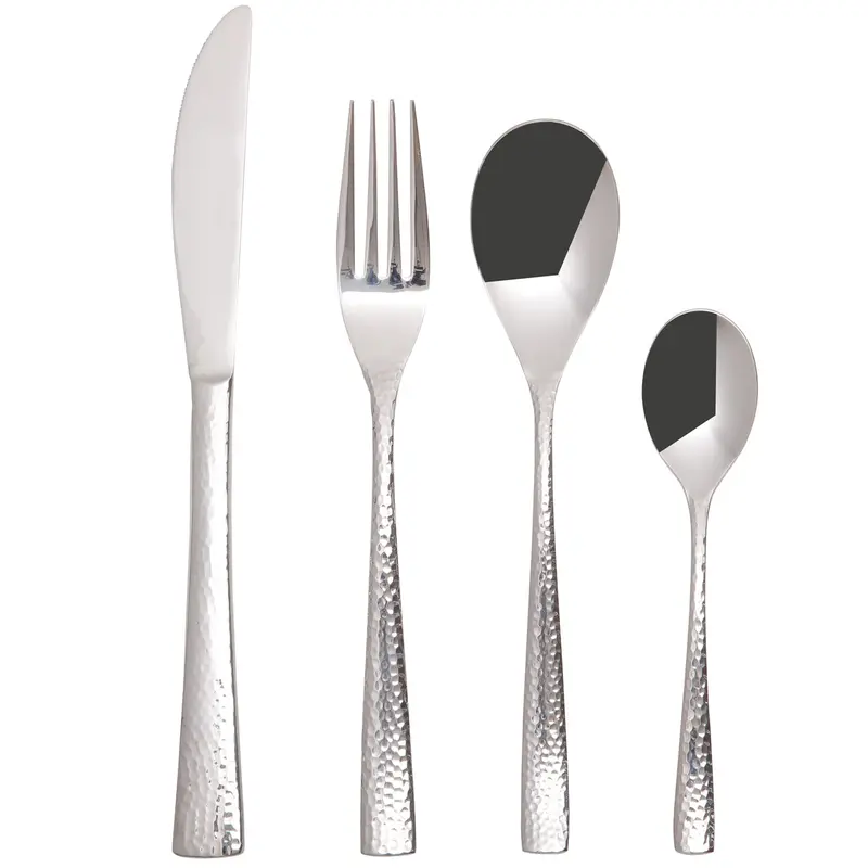 Wayland Hammered Finish Cutlery – 16-Piece Textured Tableware Collection 1