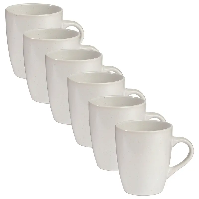 White Mari Ceramic Mugs – 400Ml, Set Of 6 1