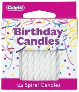White Spiral Celebration Candles – 24-Piece Pack 1