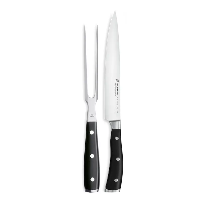 Wüsthof Classic Ikon Carving Knife And Fork Set – 2-Piece 1